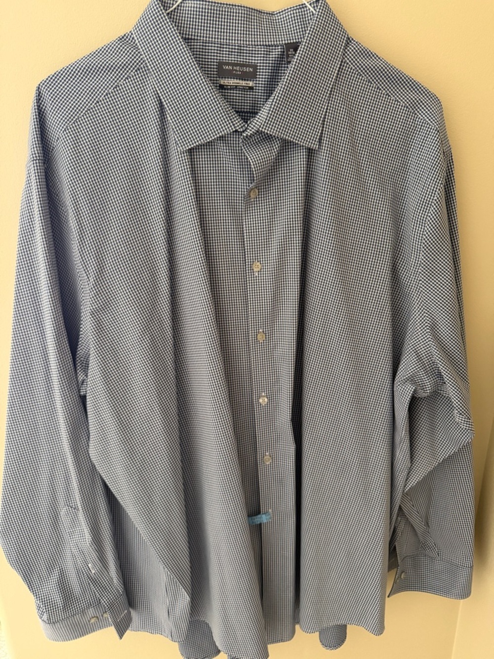 4XL Van Heusen Navy and White Micro-Check Dress Shirt